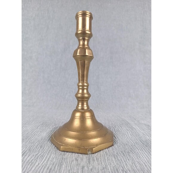Brass Candelabra Candlestick Holder Hollow Brass Structure 8 in tall - Picture 3 of 10